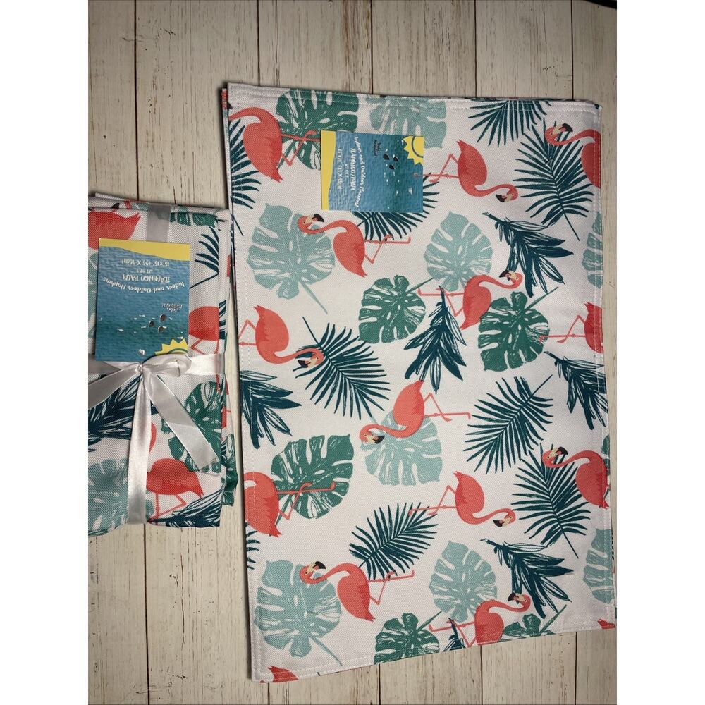 *NEW* Homewear Indoor & Outdoor Placemats & Napkins Flamingo/Palm Print - 4 Ea
